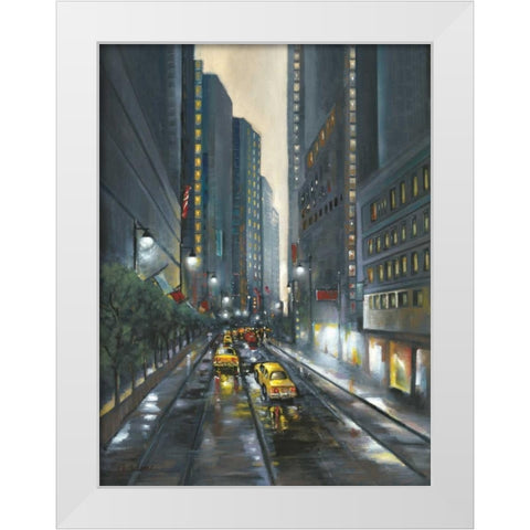 City Street II White Modern Wood Framed Art Print by Adams, J.