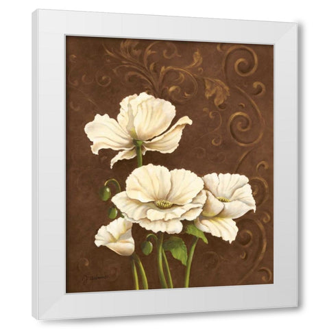 Moonlight Poppies I White Modern Wood Framed Art Print by Adams, J.