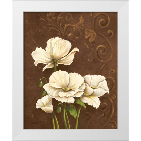 Moonlight Poppies I White Modern Wood Framed Art Print by Adams, J.
