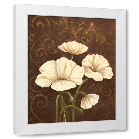 Moonlight Poppies II White Modern Wood Framed Art Print by Adams, J.