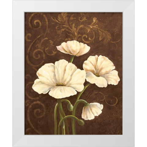 Moonlight Poppies II White Modern Wood Framed Art Print by Adams, J.