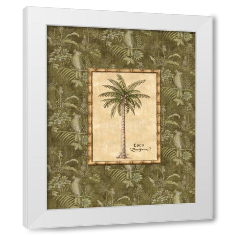 Vintage Palm III White Modern Wood Framed Art Print by Audrey, Charlene