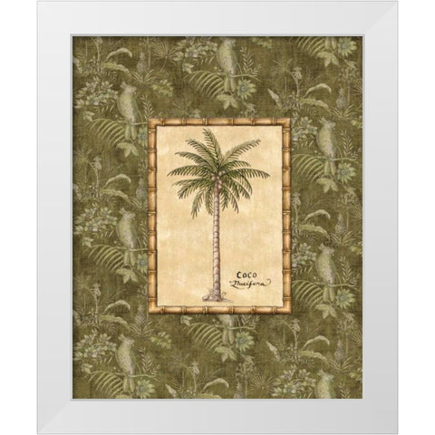 Vintage Palm III White Modern Wood Framed Art Print by Audrey, Charlene