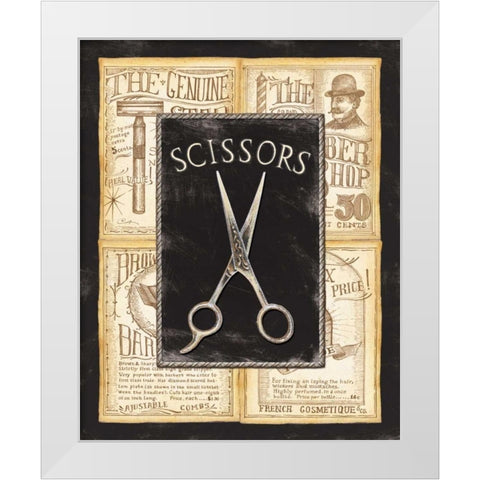 Grooming Scissors White Modern Wood Framed Art Print by Audrey, Charlene