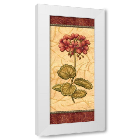 Red Passion Geranium White Modern Wood Framed Art Print by Audrey, Charlene