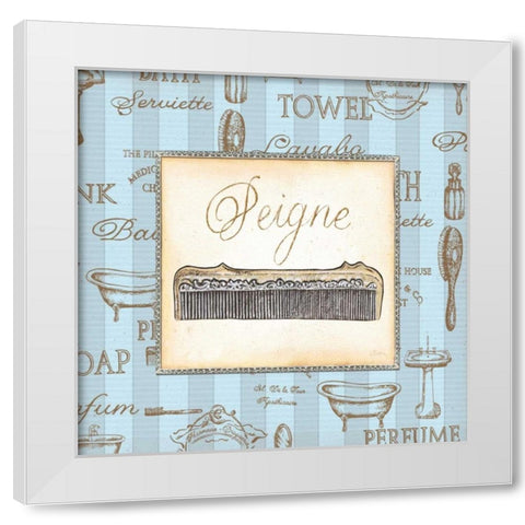 Bleu Beaute Feminine I White Modern Wood Framed Art Print by Audrey, Charlene