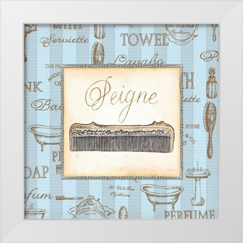 Bleu Beaute Feminine I White Modern Wood Framed Art Print by Audrey, Charlene