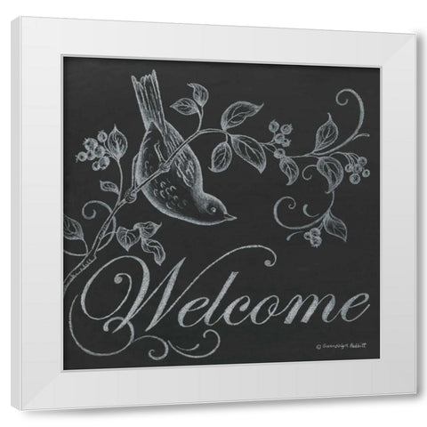 Bird Welcome White Modern Wood Framed Art Print by Babbitt, Gwendolyn
