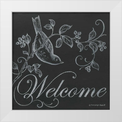 Bird Welcome White Modern Wood Framed Art Print by Babbitt, Gwendolyn