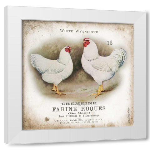 Chicken Pair I White Modern Wood Framed Art Print by Babbitt, Gwendolyn