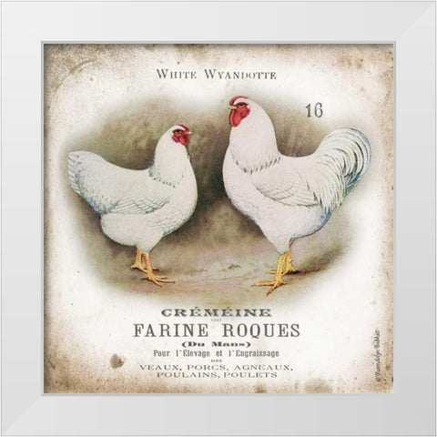 Chicken Pair I White Modern Wood Framed Art Print by Babbitt, Gwendolyn