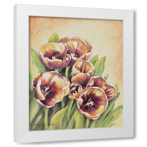 Purple Tulips I White Modern Wood Framed Art Print by Babbitt, Gwendolyn