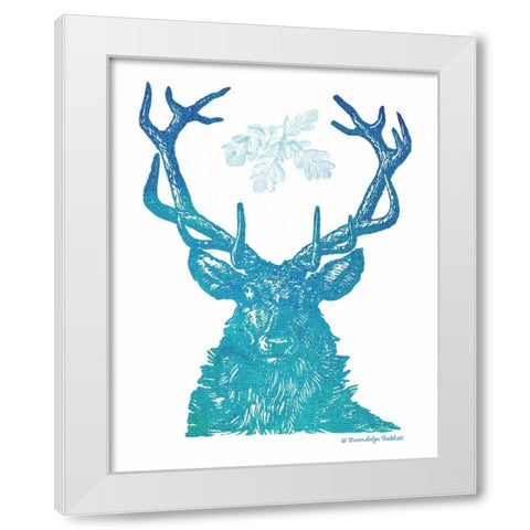 Indigo and Teal Deer I White Modern Wood Framed Art Print by Babbitt, Gwendolyn