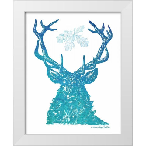 Indigo and Teal Deer I White Modern Wood Framed Art Print by Babbitt, Gwendolyn