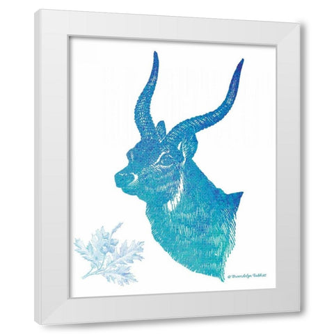 Indigo and Teal Deer II White Modern Wood Framed Art Print by Babbitt, Gwendolyn