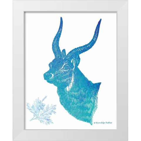 Indigo and Teal Deer II White Modern Wood Framed Art Print by Babbitt, Gwendolyn