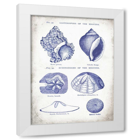 Indigo Shells I White Modern Wood Framed Art Print by Babbitt, Gwendolyn