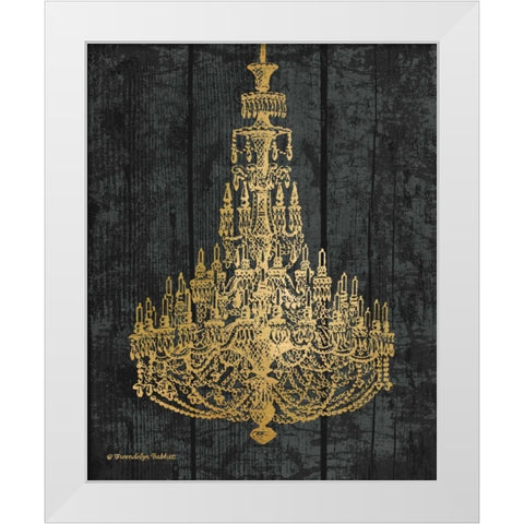 Gold Chandelier I White Modern Wood Framed Art Print by Babbitt, Gwendolyn