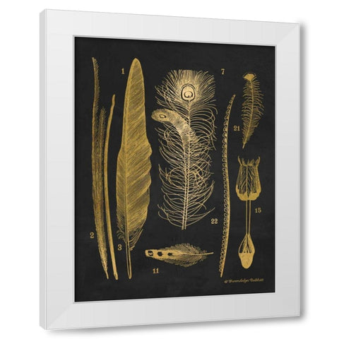 Gold Feathers I White Modern Wood Framed Art Print by Babbitt, Gwendolyn