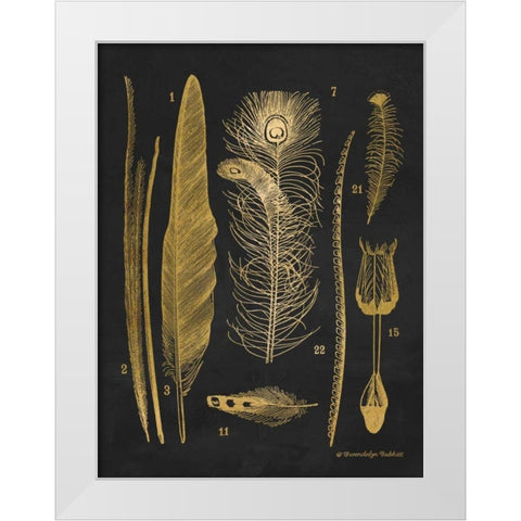 Gold Feathers I White Modern Wood Framed Art Print by Babbitt, Gwendolyn