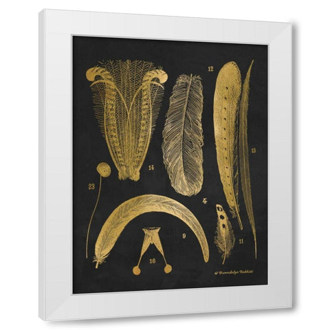 Gold Feathers II White Modern Wood Framed Art Print by Babbitt, Gwendolyn