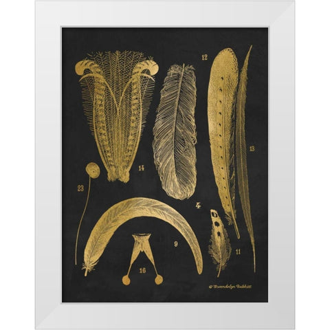 Gold Feathers II White Modern Wood Framed Art Print by Babbitt, Gwendolyn