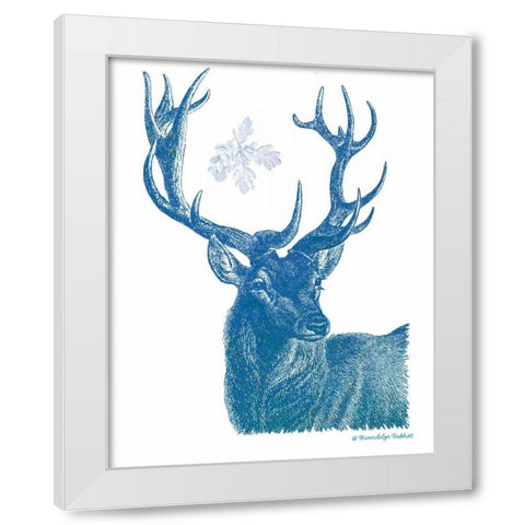 Indigo Deer I White Modern Wood Framed Art Print by Babbitt, Gwendolyn