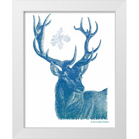Indigo Deer I White Modern Wood Framed Art Print by Babbitt, Gwendolyn