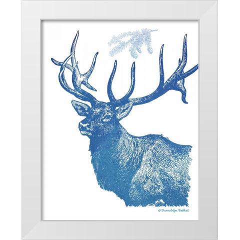 Indigo Deer II White Modern Wood Framed Art Print by Babbitt, Gwendolyn
