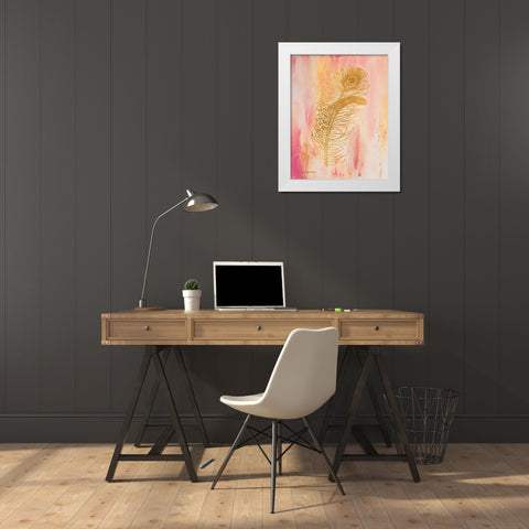 Gold on Pink I White Modern Wood Framed Art Print by Babbitt, Gwendolyn