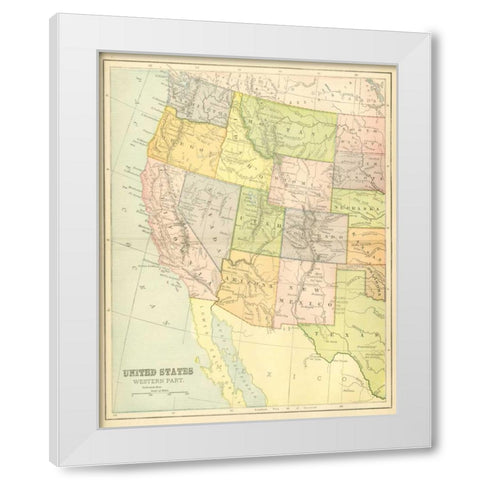US Map West White Modern Wood Framed Art Print by Babbitt, Gwendolyn