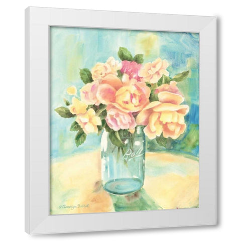 Roses In Jar White Modern Wood Framed Art Print by Babbitt, Gwendolyn