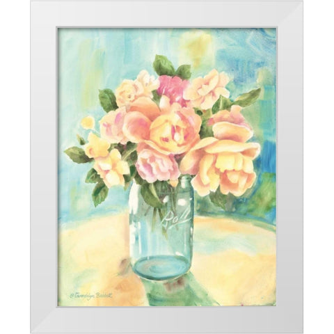 Roses In Jar White Modern Wood Framed Art Print by Babbitt, Gwendolyn