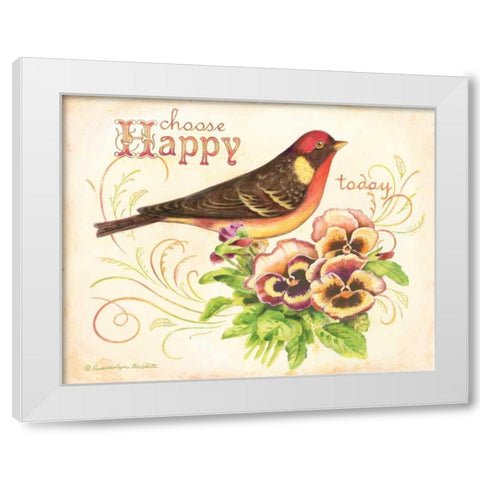 Bird Happy White Modern Wood Framed Art Print by Babbitt, Gwendolyn