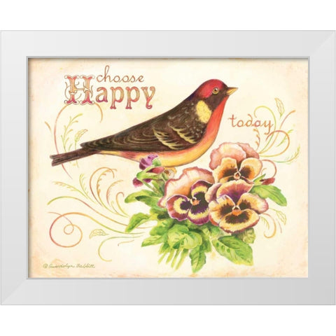 Bird Happy White Modern Wood Framed Art Print by Babbitt, Gwendolyn