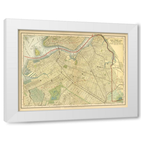 Brooklyn Map White Modern Wood Framed Art Print by Babbitt, Gwendolyn