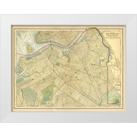 Brooklyn Map White Modern Wood Framed Art Print by Babbitt, Gwendolyn