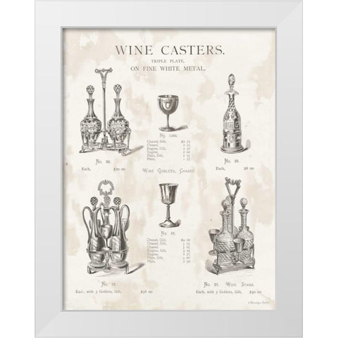 Wine Casters White Modern Wood Framed Art Print by Babbitt, Gwendolyn
