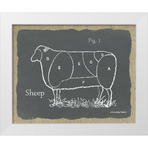 Sheep on Burlap White Modern Wood Framed Art Print by Babbitt, Gwendolyn