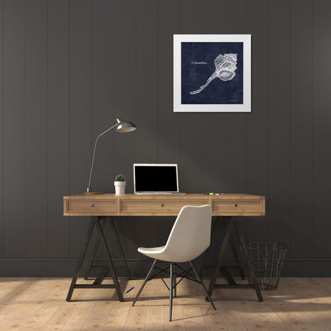 Indigo Shell II White Modern Wood Framed Art Print by Babbitt, Gwendolyn