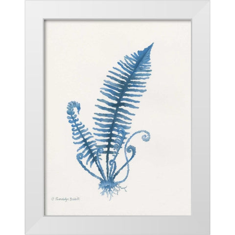Indigo Fern IV White Modern Wood Framed Art Print by Babbitt, Gwendolyn