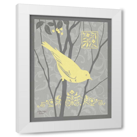 Grey and Yellow Bird II White Modern Wood Framed Art Print by Babbitt, Gwendolyn