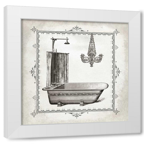 Tub and Chandelier I White Modern Wood Framed Art Print by Babbitt, Gwendolyn
