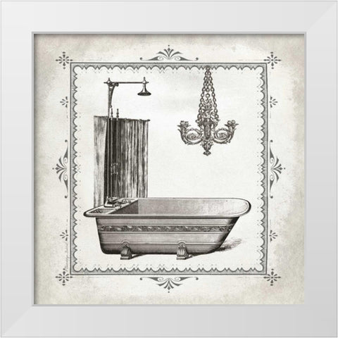 Tub and Chandelier I White Modern Wood Framed Art Print by Babbitt, Gwendolyn