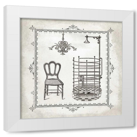 Tub and Chandelier II White Modern Wood Framed Art Print by Babbitt, Gwendolyn