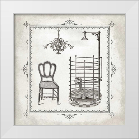 Tub and Chandelier II White Modern Wood Framed Art Print by Babbitt, Gwendolyn