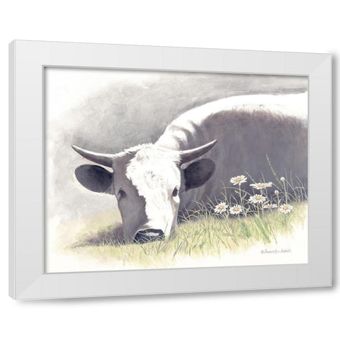 Sweet Bull White Modern Wood Framed Art Print by Babbitt, Gwendolyn