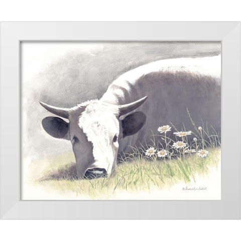 Sweet Bull White Modern Wood Framed Art Print by Babbitt, Gwendolyn