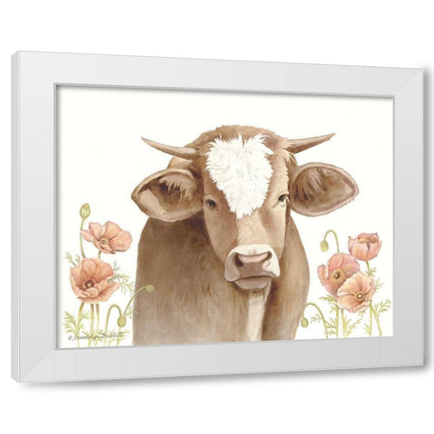 Poppy Cow White Modern Wood Framed Art Print by Babbitt, Gwendolyn