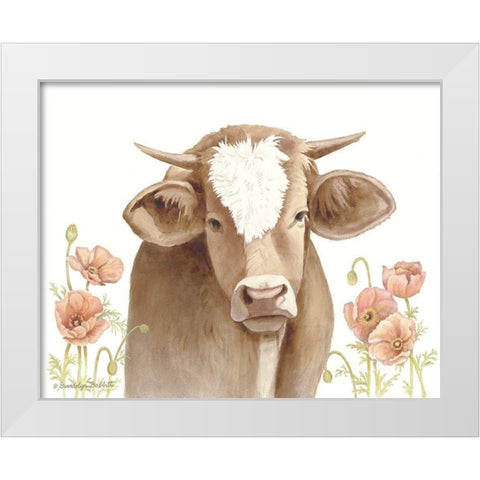 Poppy Cow White Modern Wood Framed Art Print by Babbitt, Gwendolyn
